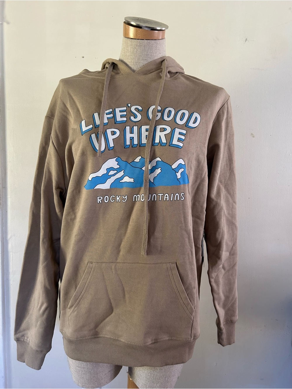 Life's Good Up Here Rocky Mountains Men's Hoodie - Taupe